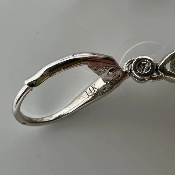 Tanzanite, Diamond, and 14K White Gold Drop Earrings - Picture 6 of 7